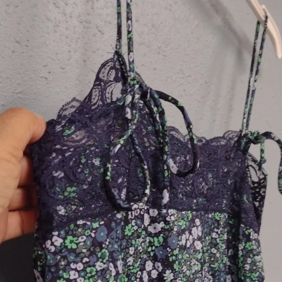 Aerie Blue and Green Floral Lace BabyDoll - Picture 6 of 12